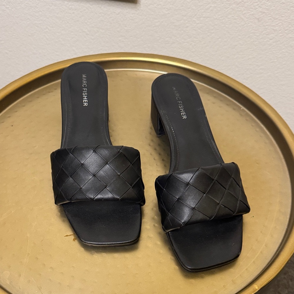 Marc Fisher Black Woven Short Heel